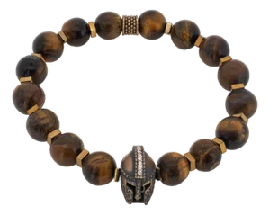 Tiger's Eye Stone Beaded Gladiator Men's Bracelet