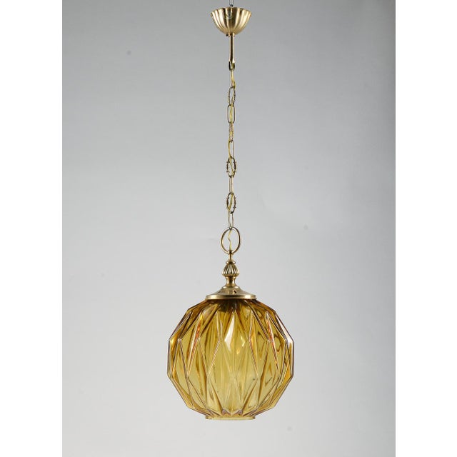 1980s Pendant Light in Facetted Amber Glass by Targetti Stankey, Italy, 1980s For Sale - Image 5 of 10