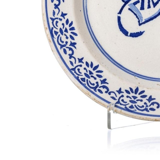 Talking Plate in Earthenware from Coimbra or Alcobaça For Sale - Image 3 of 6