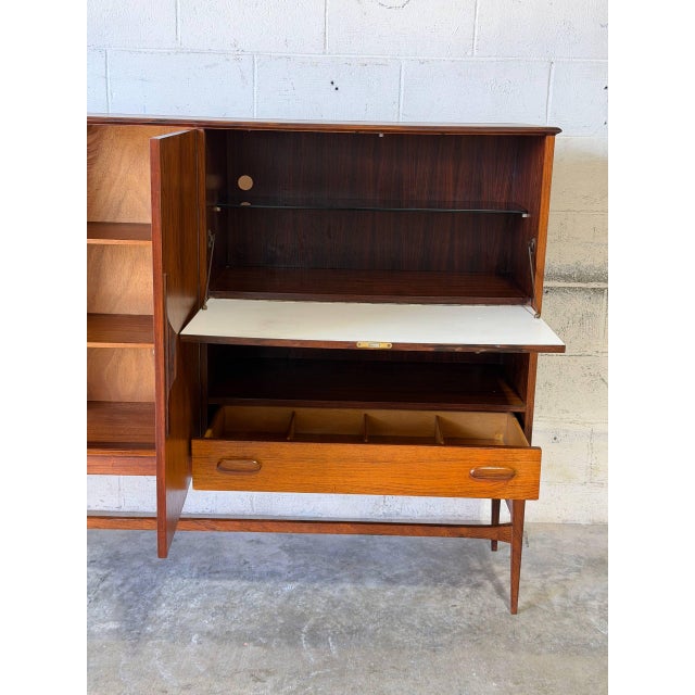 1960s Large Rosewood Sideboard With Drop-Down Bar and Shelves Danish Mid-Century Modern 1960s For Sale - Image 5 of 16