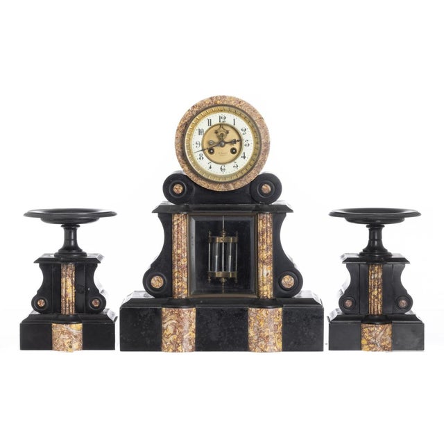 Black Clock Garniture Set, 19th Century, Set of 3 For Sale - Image 8 of 8