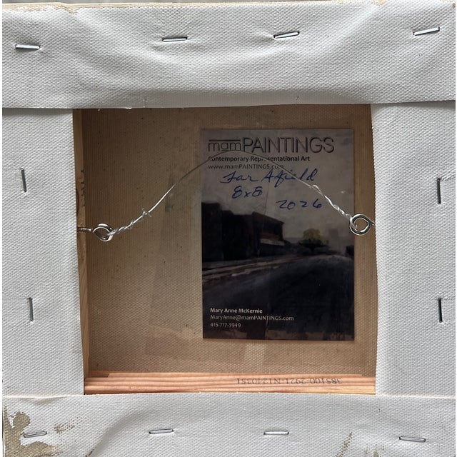 Kelly Green "Far Afield" Contemporary Impressionist Landscape in Greens, Cream and Pastel Blues and Lavender by Mill Valley Artist Mary Anne McKernie For Sale - Image 8 of 9