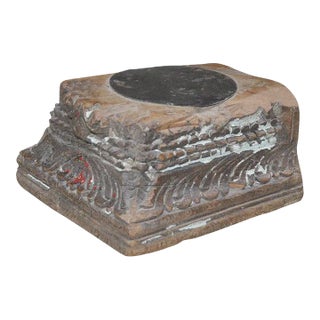 Early 20th Century Rustic Wood Column Base Candle Holder For Sale