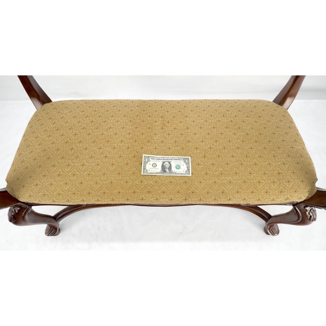 1990s Carved Cherry Queen Ann Style Decorative Window Bench With Arms For Sale - Image 5 of 9