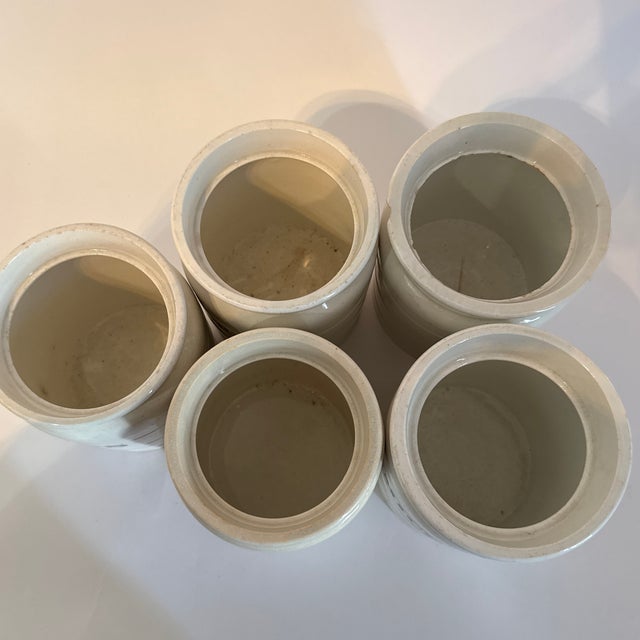 Collection of 5 English Ironstone Pantry Jars – Victorian Kitchen Storage For Sale - Image 9 of 9