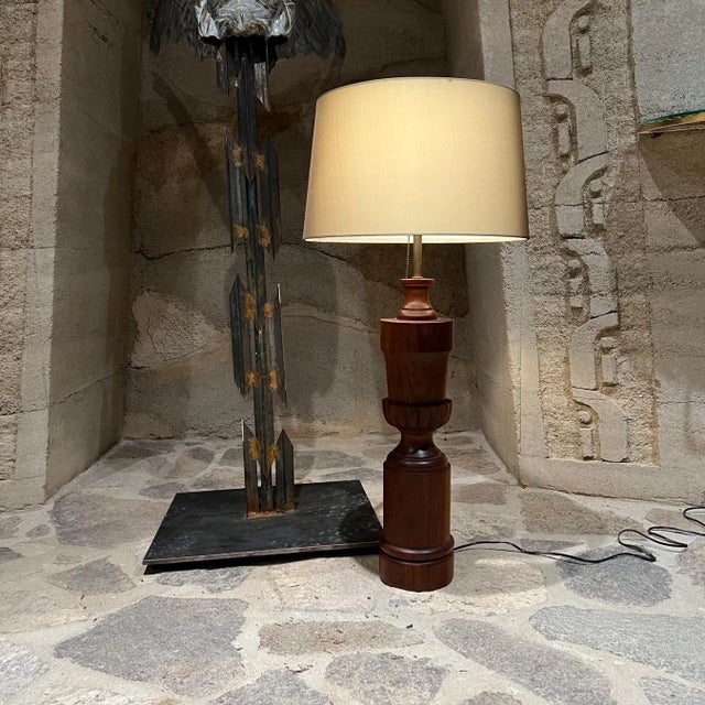 1950s Sculptural Table Lamps Solid African Mahogany For Sale - Image 10 of 11