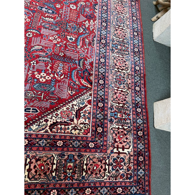 Red 8ft 2in × 11ft 10in Josheghan Hand Knotted Iranian Jewel Tone Rug For Sale - Image 8 of 13