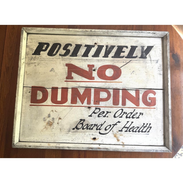 White Antique Positively No Dumping Per Order Board of Health Wood Sign 20"x26" For Sale - Image 8 of 15