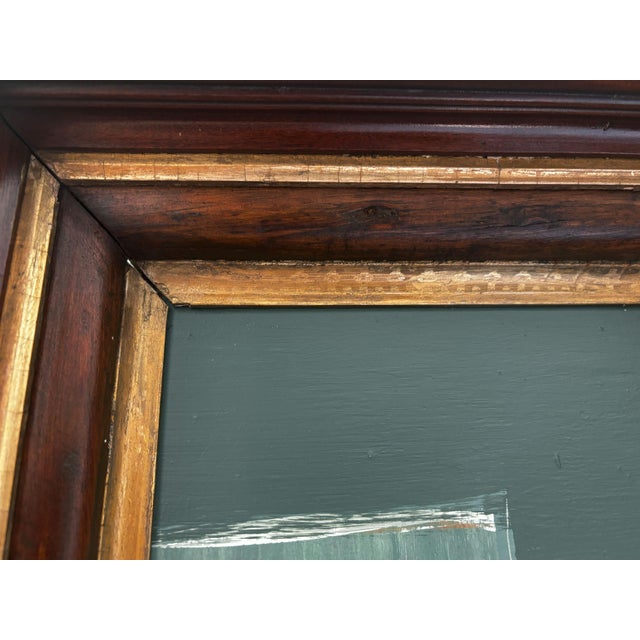 “Cabin Fern" Green Abstract Art in Antique Frame, Transitional Living Room Art by JTS For Sale In Minneapolis - Image 6 of 10