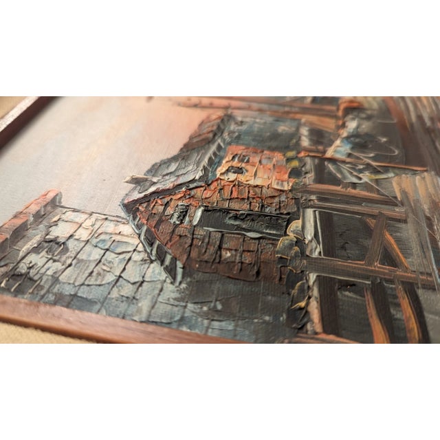 Vintage Original Oil Painting Harbor Scene With Lighthouse. Signed by Max Savy For Sale - Image 11 of 14