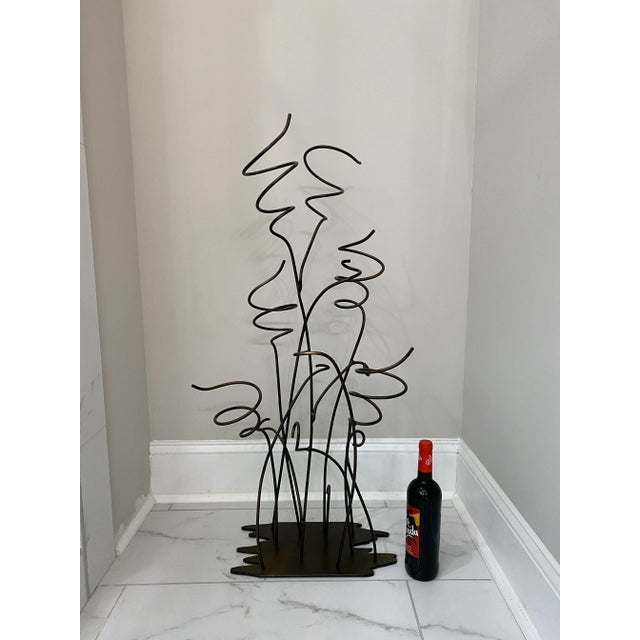 Mid-Century Modern Vintage Wrought Iron Sculptural Wine Rack For Sale - Image 3 of 7
