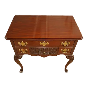 1990s Councill Craftsman Mahogany Chippendale Style Low Chest Low Dresser Lowboy