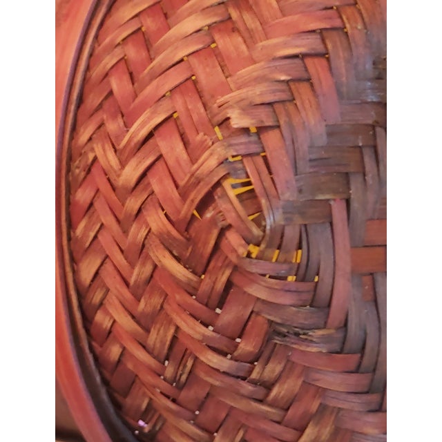 Antique Japanese Signed Smoked Bamboo Ikebana Basket- Meiji Taisho For Sale - Image 11 of 12