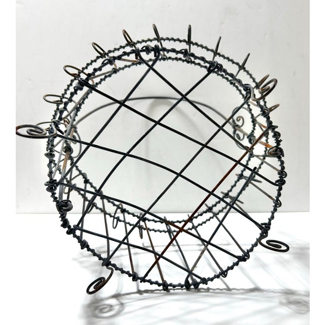 19th Century Victorian Handmade Wire Egg Gathering Basket - Primitive Farmhouse Garden Decor For Sale In Louisville - Image 6 of 6