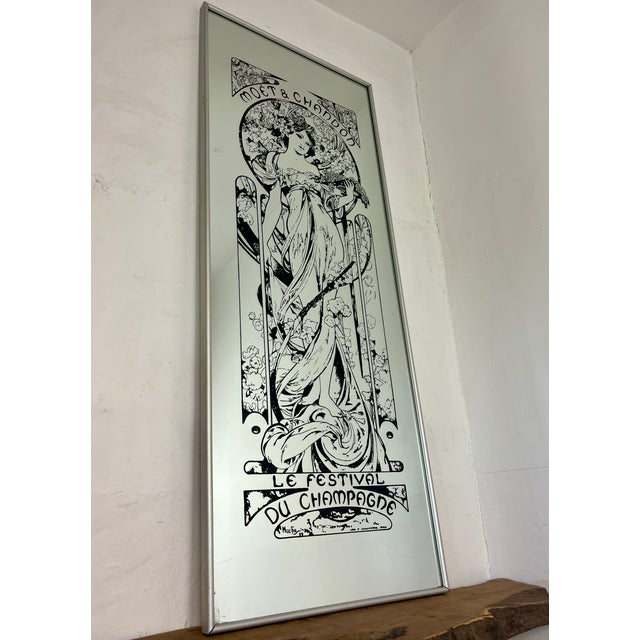 1960s Vintage Art Nouveau Moët & Chandon Advertising Mirror, 1960s For Sale - Image 5 of 18