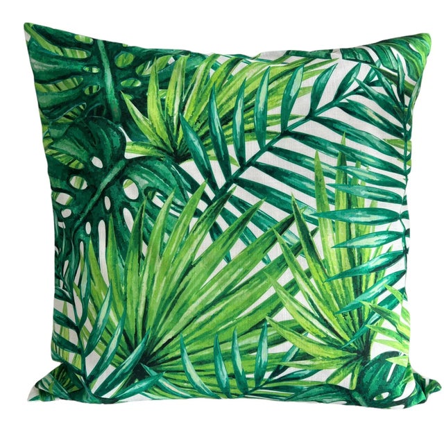 Contemporary Miami Palm Leaves Pillow Cover For Sale - Image 11 of 11
