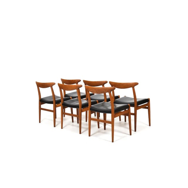 Mid-Century Modern W2 Dining Chairs by Hans J. Wegner for C.M. Madsen, 1950s, Set of 6 For Sale - Image 3 of 13