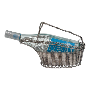 1950s French Handwoven & Braided Silverplate Wire Wine Holder