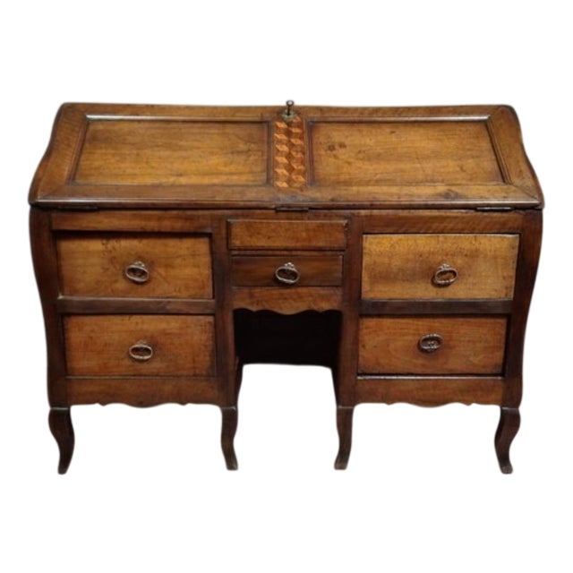 Louis XV Curved Secretaire in Wood and Marquetry For Sale