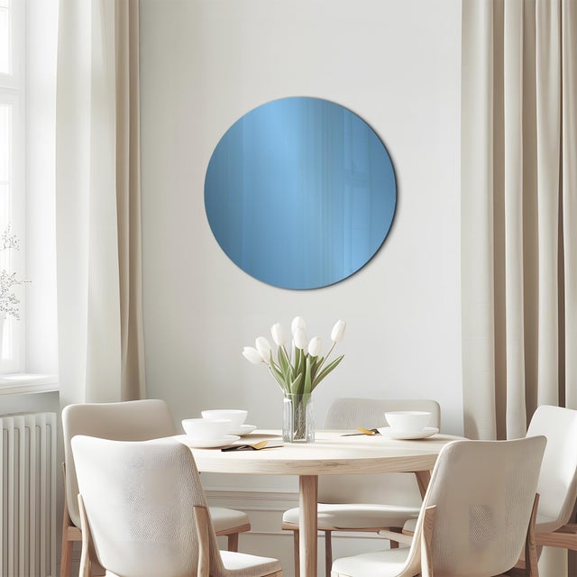 Glass Balducci Round Sapphire Blue Mirror Large For Sale - Image 7 of 8