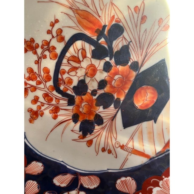Ceramic Large 14" Antique Japanese Imari Charger Meiji Period Scalloped Porcelain Plate For Sale - Image 7 of 7