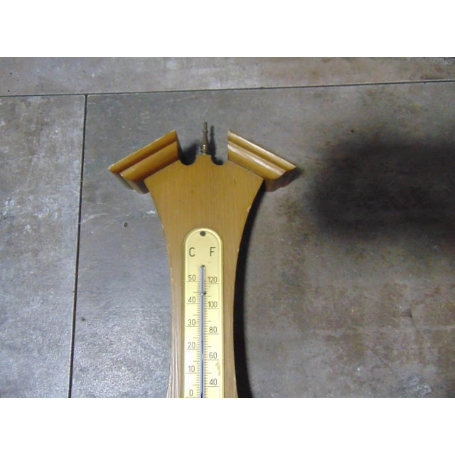 Wooden barometer, hygrometer, thermometer, vintage 60-70s, dimensions: height: 48.3 cm, width: 12 cm, depth: 4 cm.