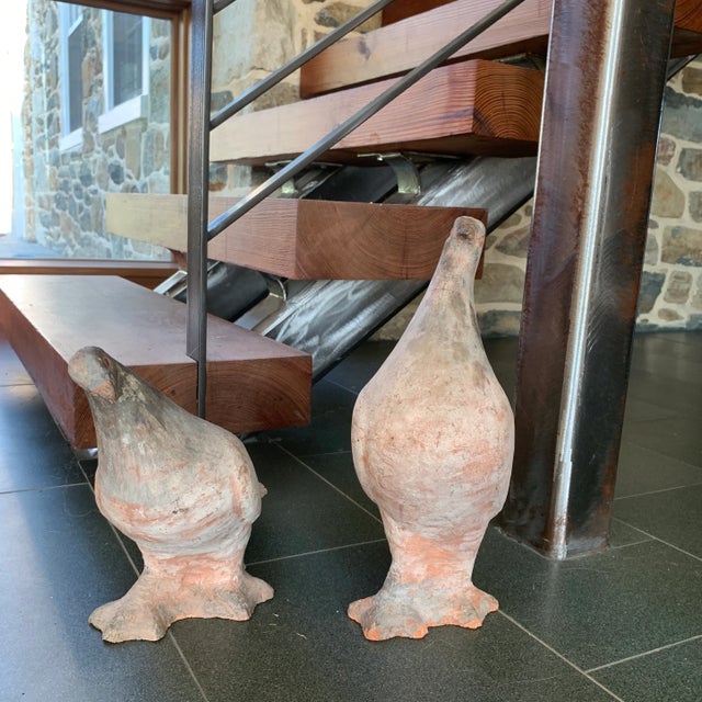 American Mid 20th Century Decorative Terra Cotta Pigeon Set - Set of 2 For Sale - Image 3 of 9