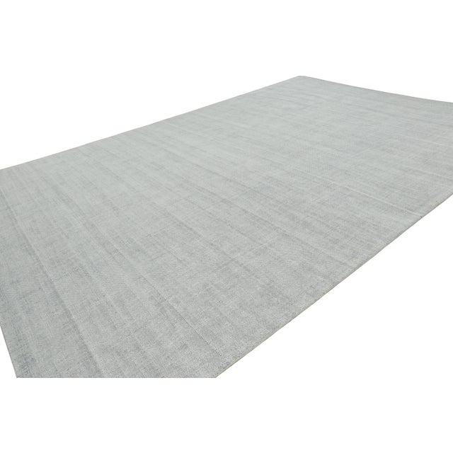 Modern Rug & Kilim’s Oversized Textural Rug in Light Gray and Blue Tones & Striae -12x17 For Sale - Image 3 of 7