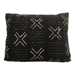 Vintage African Mud Cloth Black & White Pillow Mali 19" by 14"