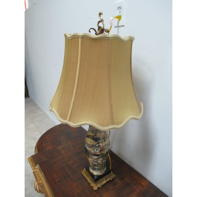 Italian Regency Louis XV Brass Marble Urn Table Lamp For Sale - Image 9 of 11