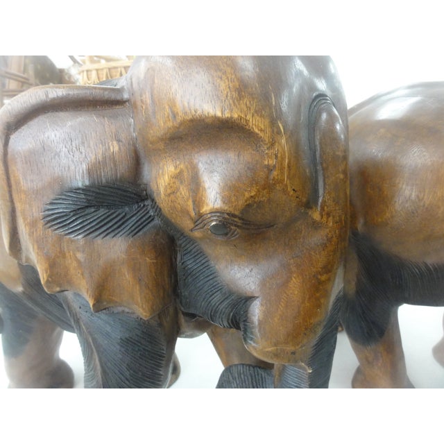 1970s Teak Wooden Carved Elephant Garden Seats a Pair Chairish