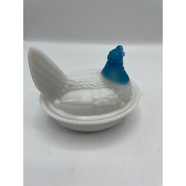 Glass Vintage Milk Glass Hen on Nest For Sale - Image 7 of 10