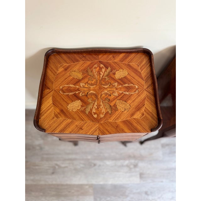 French Bedside Tables in Walnut, Set of 2 For Sale - Image 4 of 18