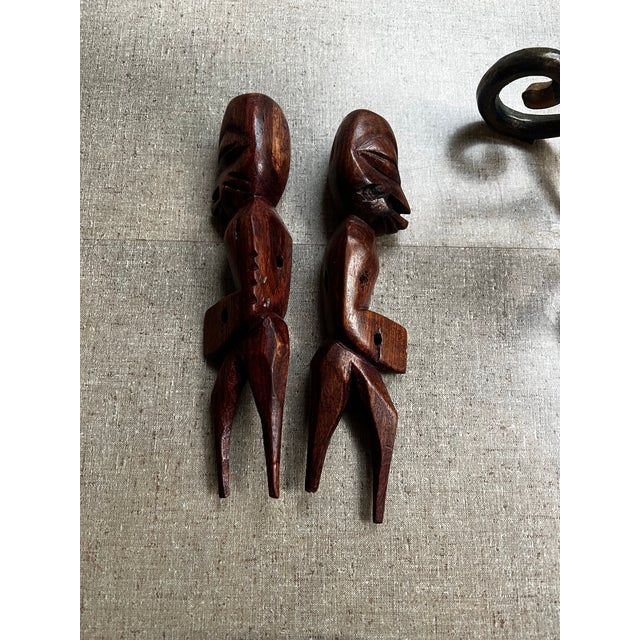 Up for consideration is a beautiful vintage pair of wooden hand carved African figurative sculptures. These would look...