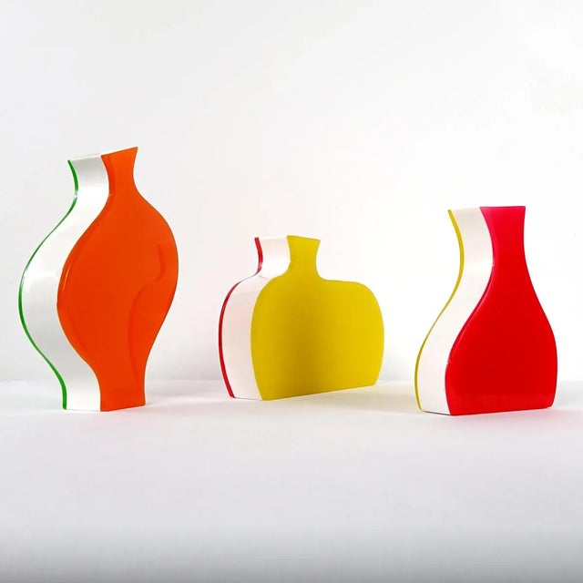 Vintage Colorful Stylized Acrylic Glass Vases from Villeroy & Boch, Set of 3 For Sale - Image 4 of 11