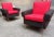 Set of Armchairs in Red and Black with Brass Legs, 1950s For Sale - Image 9 of 9