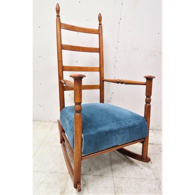 Antique Solid Wood Ladder Back Mushroom Arm Rocking Chair Chairish