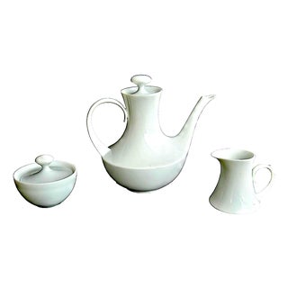 1970s Block Bidasoa Blanco Porcelain Coffee Set, 3 Pieces For Sale