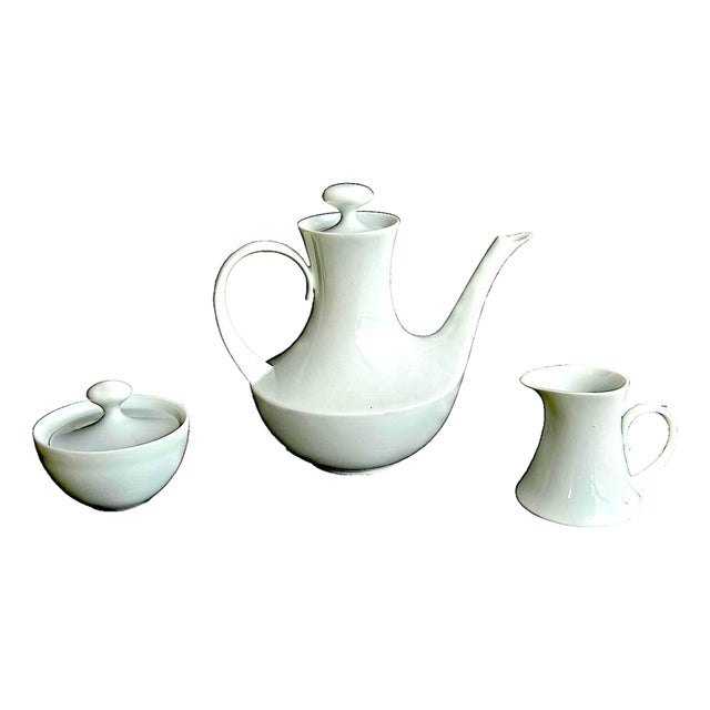 1970s Block Bidasoa Blanco Porcelain Coffee Set, 3 Pieces For Sale
