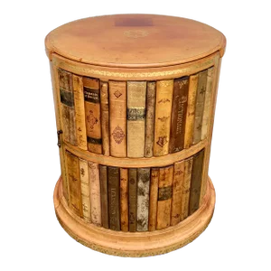 A Trompe l'Oeil Library Table | Embossed Faux Books Round Drinks Table