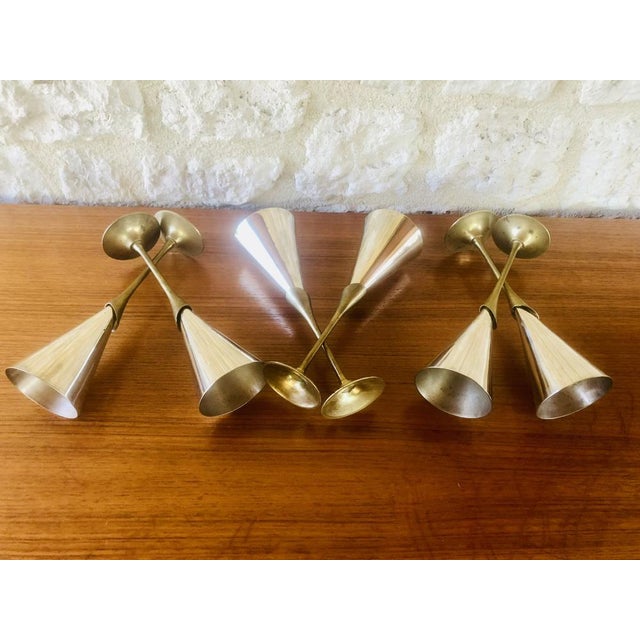 Vintage Silver Plated & Brass Champagne Glasses, Set of 6 For Sale - Image 10 of 18