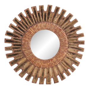 A Gold Glass and Resin Sunburst Mirror in the Manner of Line Vautrin.