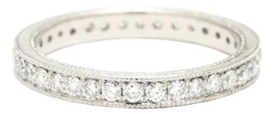 Vintage .68ctw Diamond Eternity Band Ring, 18k White Gold, Ring Size 6.25