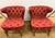 Pair of Chinoiserie Tufted Red Barrel Back Slipper Chairs For Sale - Image 9 of 11