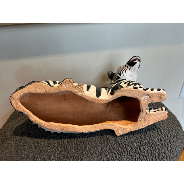 1960s Italian Glazed Terracotta Zebra Sculpture For Sale - Image 9 of 11