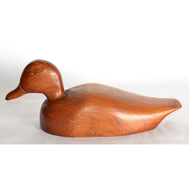 1940s Mid-20th Century Handmade Solid Wood Blue Bill Scaup Duck Arts & Crafts Period For Sale - Image 5 of 17