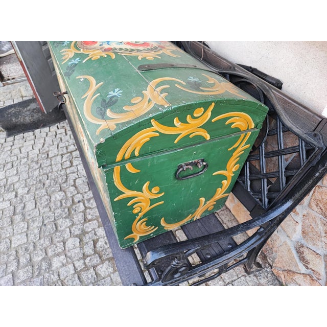 Antique Dowry Chest, 1888 For Sale - Image 4 of 11