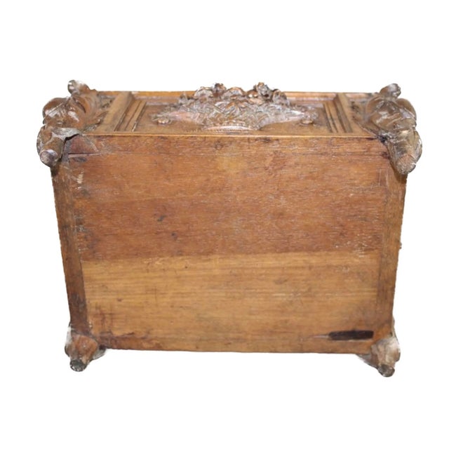 Brown Antique French Relief Carved Fruit Dresser Box For Sale - Image 8 of 8