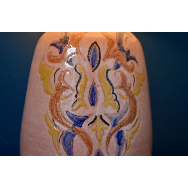 Ceramic Vintage Glazed Terracotta Lamp, 1960s For Sale - Image 7 of 11