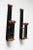 Unique pair of black acrylic candle holders / wall scones with teak holders (ca. 1970s). Impressive size: H: 31" x L:...